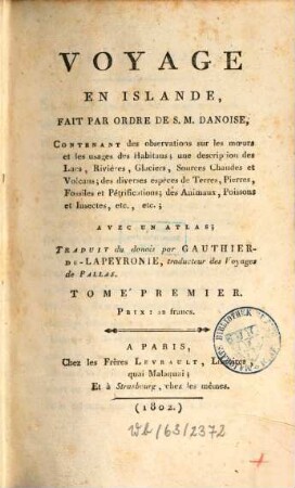Voyage en Islande, Tome 1