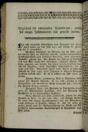 Verzeichniß der vornehmsten Entdeckungen [...]