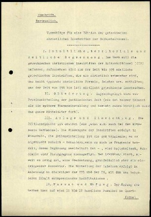 Anlage I. Denkschrift christlichen Inschriften der Balkanstaaten