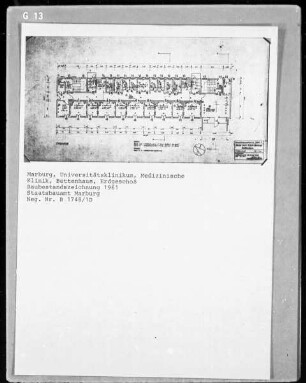 Marburg, Universitätsklinik, Medizinische Poliklinik, Bettenhaus, Erdgeschoss