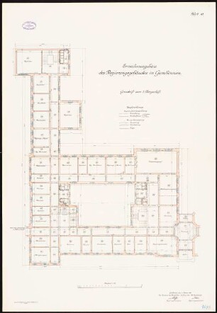 Regierungsgebäude, Gumbinnen Erweiterungsbau: Grundriss 1. Obergeschoss 1:100