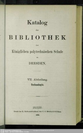VII. Abtheilung. Technologie