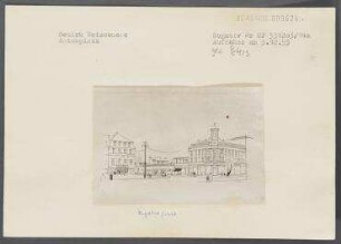 Repro einer Zeichnung des Antonplatzes. Berlin, Weißensee, Antonplatz