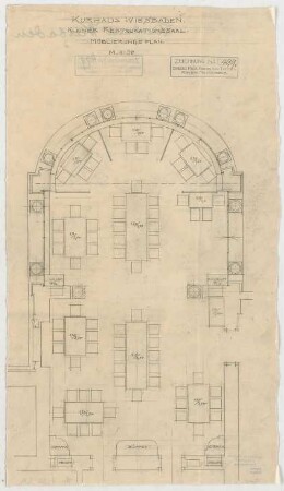 Thiersch, Friedrich von; Wiesbaden; Kurhaus - Kleiner Restaurationssaal (Möblierungsplan)