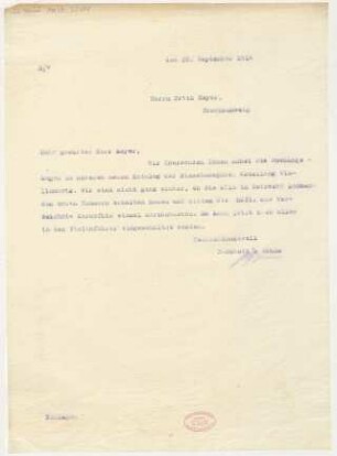 Brief an Fritz Meyer : 28.09.1914