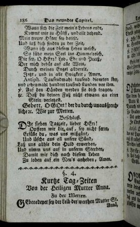 §. 4. Kurtze Tag-Zeiten Von der Heiligen Mutter Anna.
