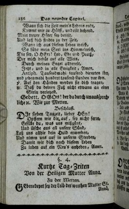 §. 4. Kurtze Tag-Zeiten Von der Heiligen Mutter Anna.