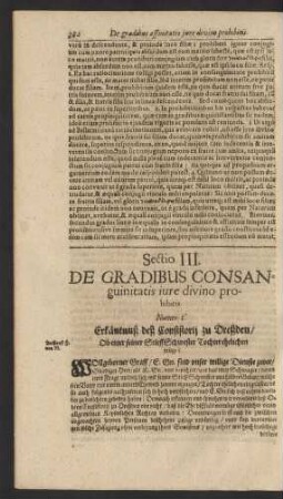 Sectio III. De Gradibus Consanguinitatis iure divino prohibitis.