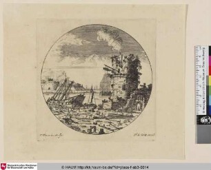 [Rundförmige Hafenansicht; Roundel with view of a harbour]