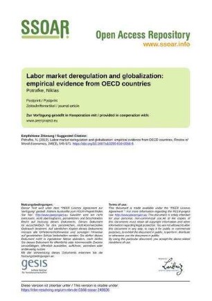 Labor market deregulation and globalization: empirical evidence from OECD countries