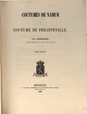 Coutumes de Namur et coutume de Philippeville, 1