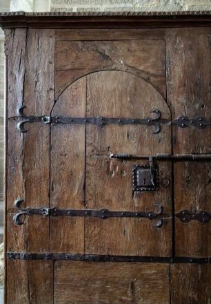 Frankreich. Limousin. Correze. Aubazine. Abtei Kirche. 12 Jahrhundert. Sakristei Schrank. Eiche. 12 Jahrhundert