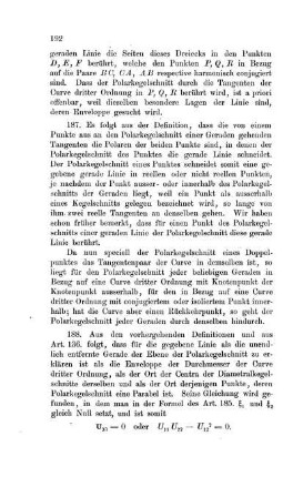 Die Lagenbeziehung der Polarkegelschnitte der Ebene zum singulären Punkt.