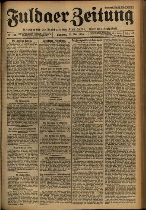 Erste Ausgabe vom Sonntag, den 23. Mai 1926.