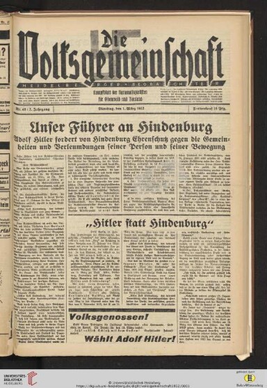 Titelseite einer Zeitung