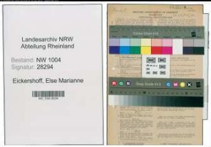 Entnazifizierung Else Marianne Eickershoff , geb. 03.07.1916 (Bankangestellte)