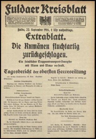 Ausgabe vom Freitag, den 22. September 1916.