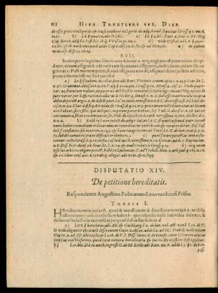 Disputatio XIV. De petitione hereditatis.
