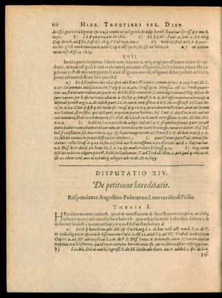 Disputatio XIV. De petitione hereditatis.