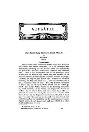 Zur Beurteilung Herbarts durch Wundt : (Schluß)