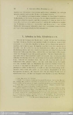 V. Arbeiten in Holz, Elfenbein u. s. w.