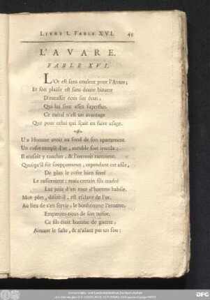 L'Avare. Fable XVI.