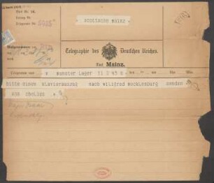 Brief an B. Schott's Söhne : 27.08.1904