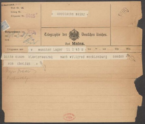 Brief an B. Schott's Söhne : 27.08.1904
