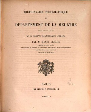 Dictionnaire topographique du département de la Meurthe