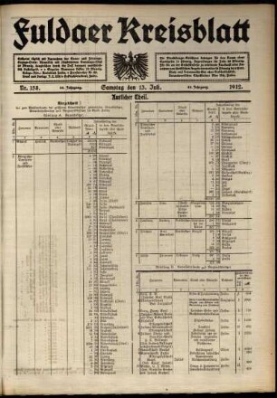 Zweite Ausgabe vom Samstag, den 13. Juli 1912.