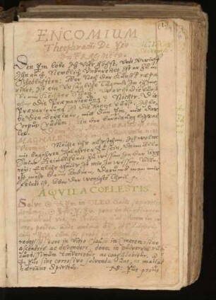 Encomium Theophrasti de Mercurio (in fragmento)