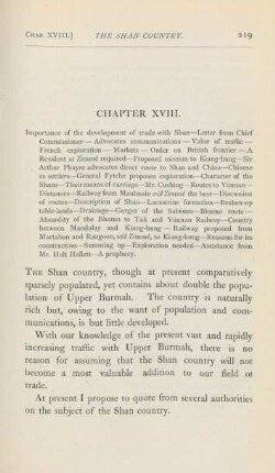 Chapter XVIII. Importance of the development of trade with Shan ...