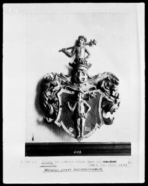 Wappen mit nacktem wilden Mann und Helmdecke