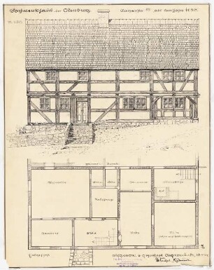 Fachwerkhaus, Oderberg: Grundriss, Seitenansicht 1:50