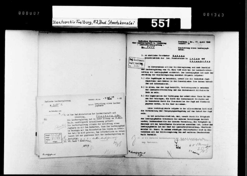 Einrichtung eines Landesjagdamtes, Neuregelung des Jagdwesens in der Zone Francaise d'Occupation