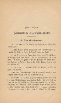 Zweiter Abschnitt. Grammatische Eigenthümlichkeiten