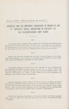 Bijlage XXXV. Instructie voor de Militairen Commandant te Menado ...