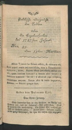 Nro. 21. den 11ten Martius