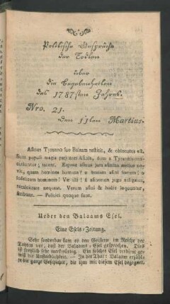Nro. 21. den 11ten Martius