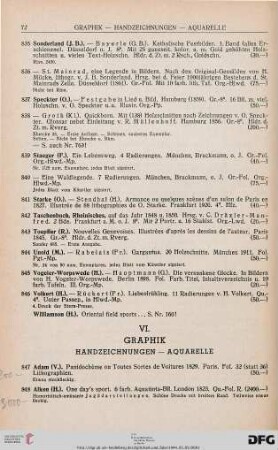 VI. Graphik - Handzeichnungen - Aquarelle (Nr. 847-1180)
