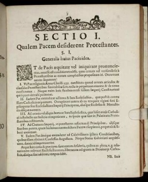 Sectio I. Qualem Pacem desiderent Protestantes.