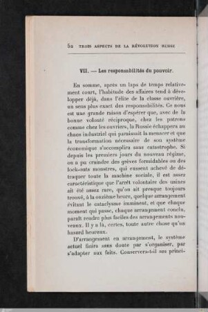 VII. Les responsabilités du pouvoir