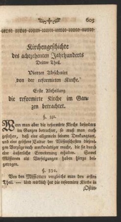 Erste Abtheilung die reformirte Kirche im Ganzen betrachtet.
