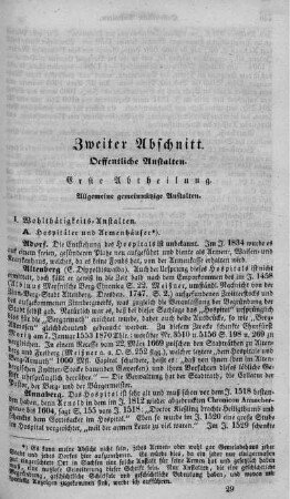 Erste Abtheilung. Allgemeine gemeinnützige Anstalten.