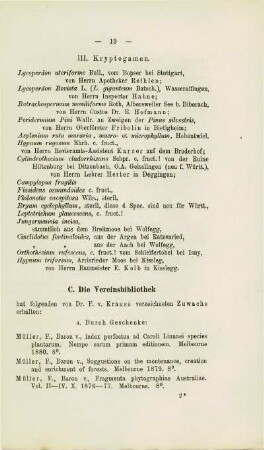 Zuwachs der Vereinsbibliothek