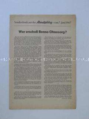 Sonderdruck aus der "Abendzeitung" zum Tod von Benno Ohnesorg