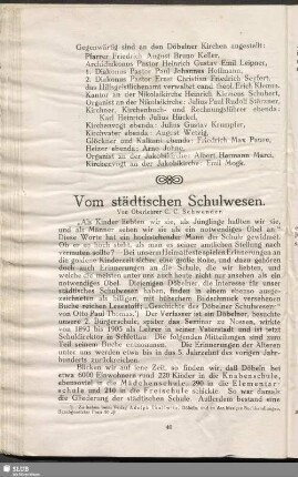 Vom städtischen Schulwesen
