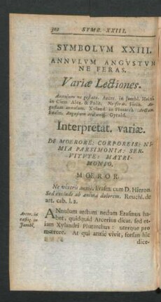 Symbolum XXIII. Annulum Angustum Ne Feras.