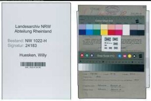 Entnazifizierung Willy Huesken , geb. 14.03.1907 (Werkmeister)