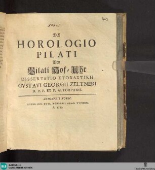 De horologio Pilati